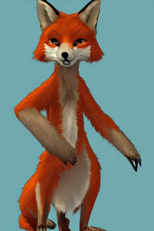 Image similar to an anthropomorphic fox, fursona!!! by don bluth, by kawacy, trending on artstation, full body