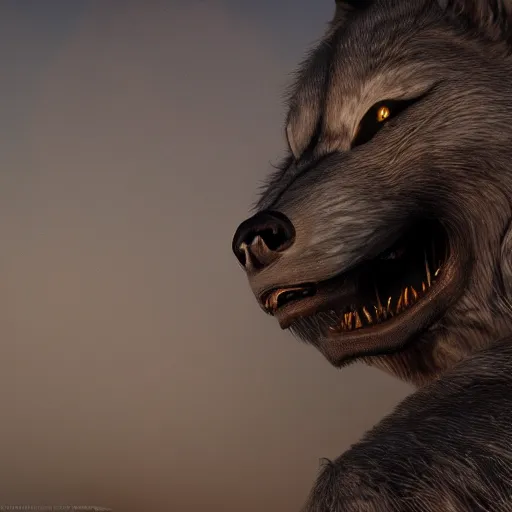 Image similar to female werewolf at night with black realistic fur, under the moon, ultra detail, unreal engine, 8 k