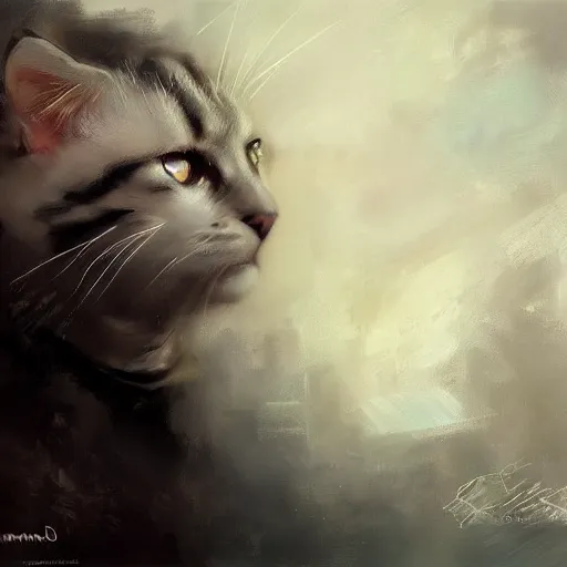 Image similar to cat, by raymond swanland