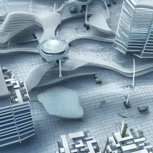 Image similar to decentralized city design, futuristic, parametric, algorithmic design, octane render.