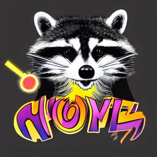 Prompt: logo of a racoon holding a laser gun, digital art , centered 4K