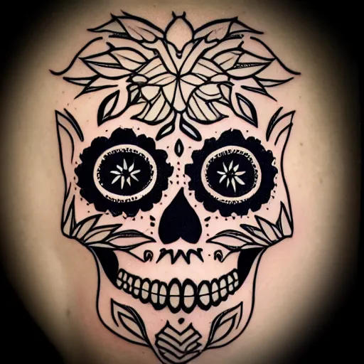 Image similar to a small vector tattoo design. tribal. sugar skull.