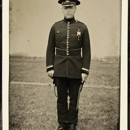 Image similar to civil war photograph of joe biden in uniform, portrait, daguerrotype