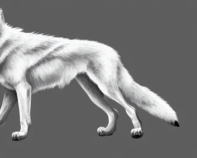 Image similar to professional digital art of a full-body outline of a wolf, very simple, white, white background, high quality, HD, 8K,