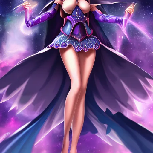 Image similar to beautiful dark magician girl, full body, mystical, ultra detailed, 4 k