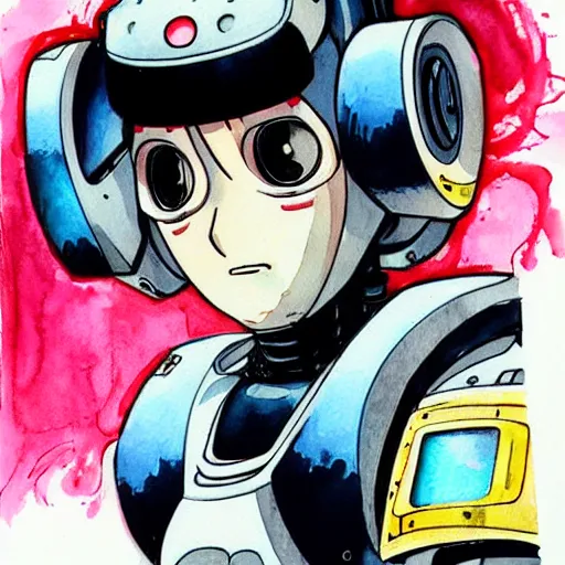 Prompt: a robot face, anime style, akira style, watercolors