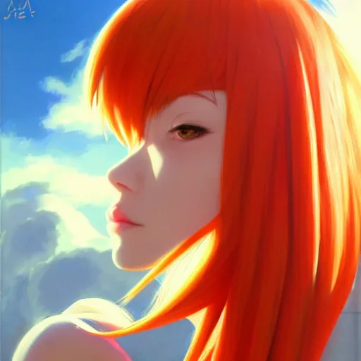 Image similar to portrait of Asuka Langley Soryu, League of Legend illustration, asymmetrical, profile picture, Organic Painting, sunny day, Matte Painting, bold shapes, hard edges, street art, trending on artstation, by Sam Youn and Gil Elvgren and Jean Giraud