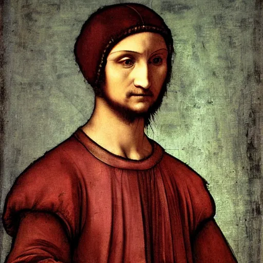 Prompt: Portrait of xQc by Leonardo Da Vinci , oil painting