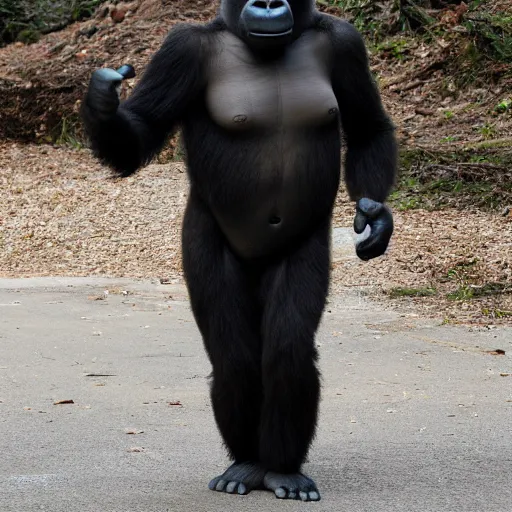 Image similar to Karl Pilkington wearing a gorilla suit