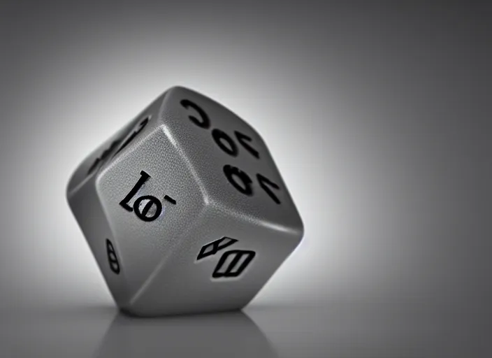 Image similar to a dice made of crystal, xf iq 4, 1 5 0 mp, 5 0 mm, iso 2 0 0, 1 / 1 6 0 s, natural light, octane render, adobe lightroom, rule of thirds, symmetrical balance, depth layering, polarizing filter, sense of depth, ai enhanced