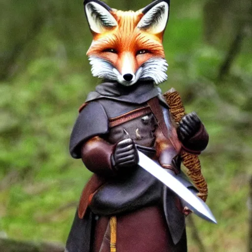 Image similar to fox holding a sword