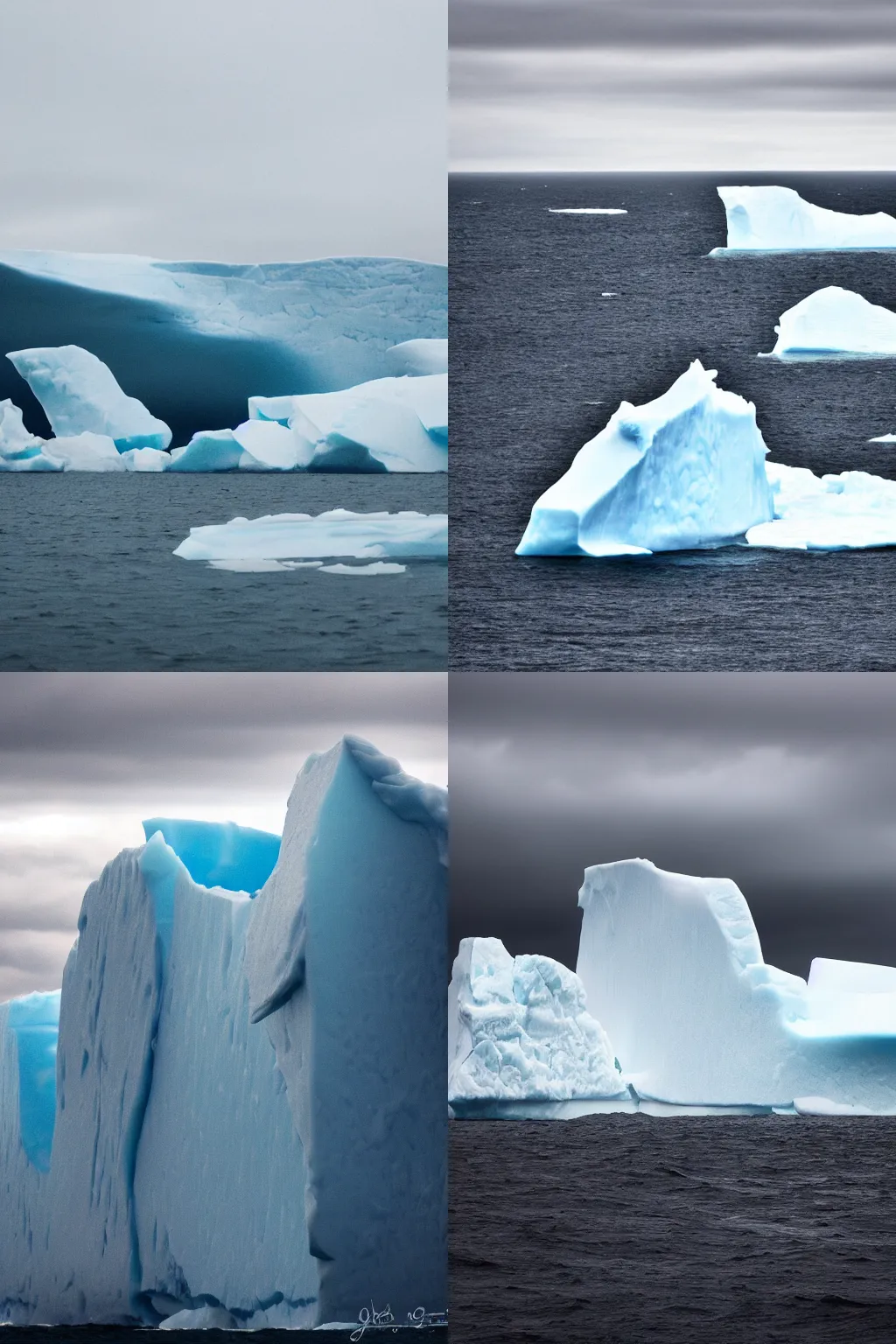 Prompt: a massive iceberg about to crash against New York, bad weather, moody, muted colors, cold color palette, digital photography, 4k, high quality