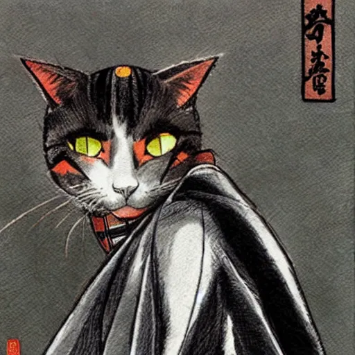 Image similar to a cat samurai by takehiko inoue