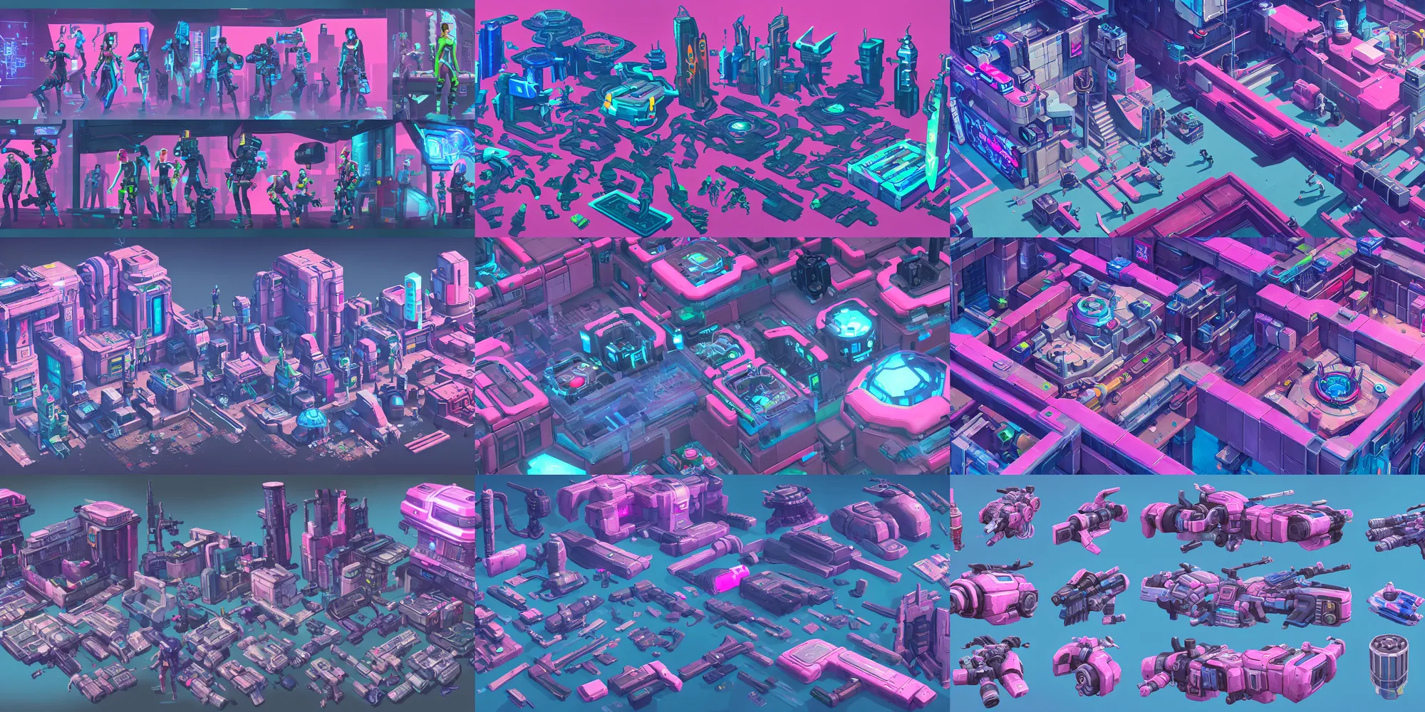 Prompt: game asset of the sims cyberpunk greebles, in gouache detailed paintings, props, stylized, 2 d sprites, kitbash, arcane, overwatch, blue and pink color scheme, 8 k, close up
