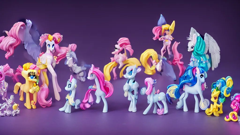 Prompt: Sailormoon and My Little Pony figurines, 4k, 8k, photography, studio lighting