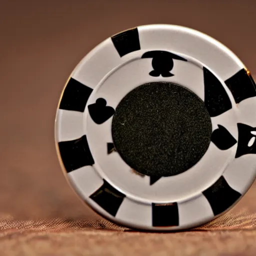 Image similar to anthropomorphic poker chip playing poker, canon 5 d 5 0 mm lens