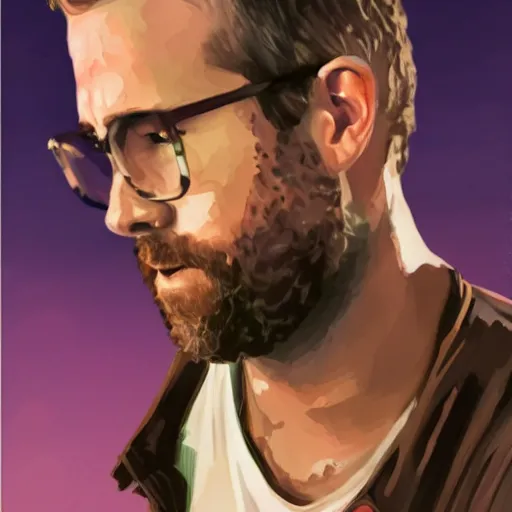 Image similar to ryan reynolds in disco elysium, portrait, painting, high quality