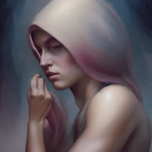 Image similar to painting of a very beautiful girl with muscles, by tom bagshaw, greg rutkowski, wlop