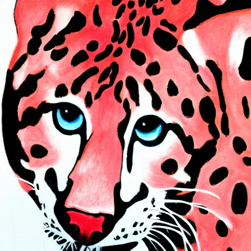 Image similar to abstract drawing of a neon black and red ocelot, 4k