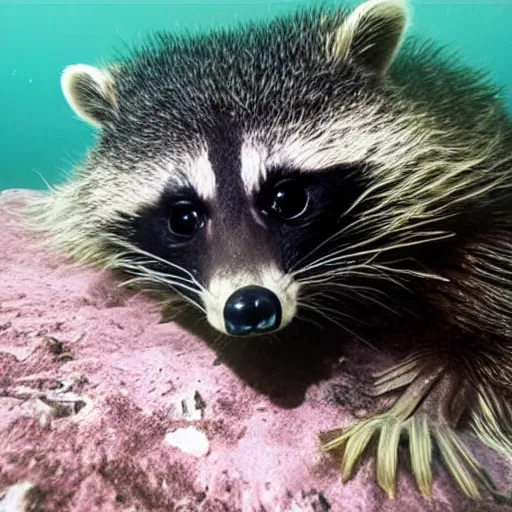 Image similar to photo of newly discovered mysterious deep sea raccoon in the marianas trench