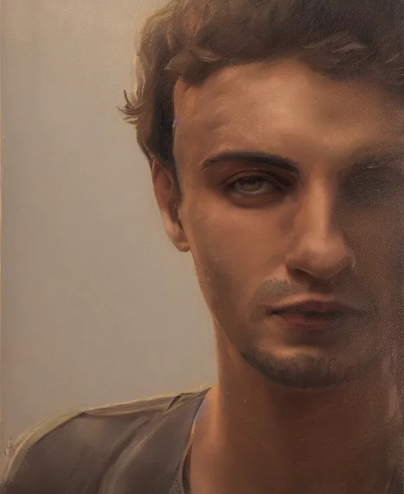 Image similar to heroic portrait of a young levantine man. art by denys tsiperko and bogdan rezunenko, hyperrealism