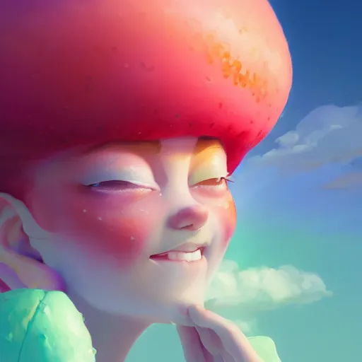 Image similar to painted portrait of a strawberry shortcake, fantastically pastel colors, octane render, matte painting concept art, official fanart behance hd artstation by jesper elsing, by rhads and makoto shinkai and lois van baarle and ilya kuvshinov and rossdraws