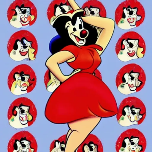 Image similar to goofy dresses as a pinup girl