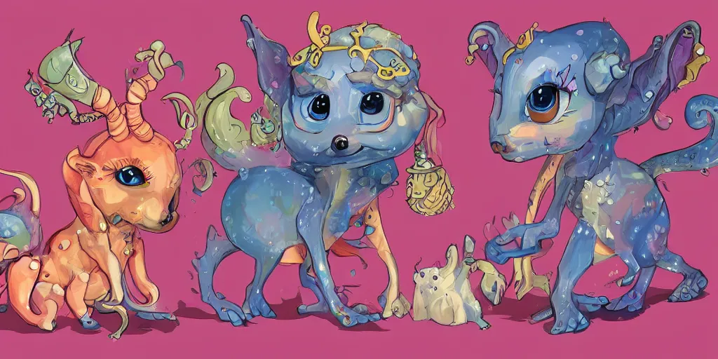 Prompt: The Zodiacs as cute creatures, digital art, featured on artstation, ultra high details, ultra realistic, ultra cute, aesthetic!!!