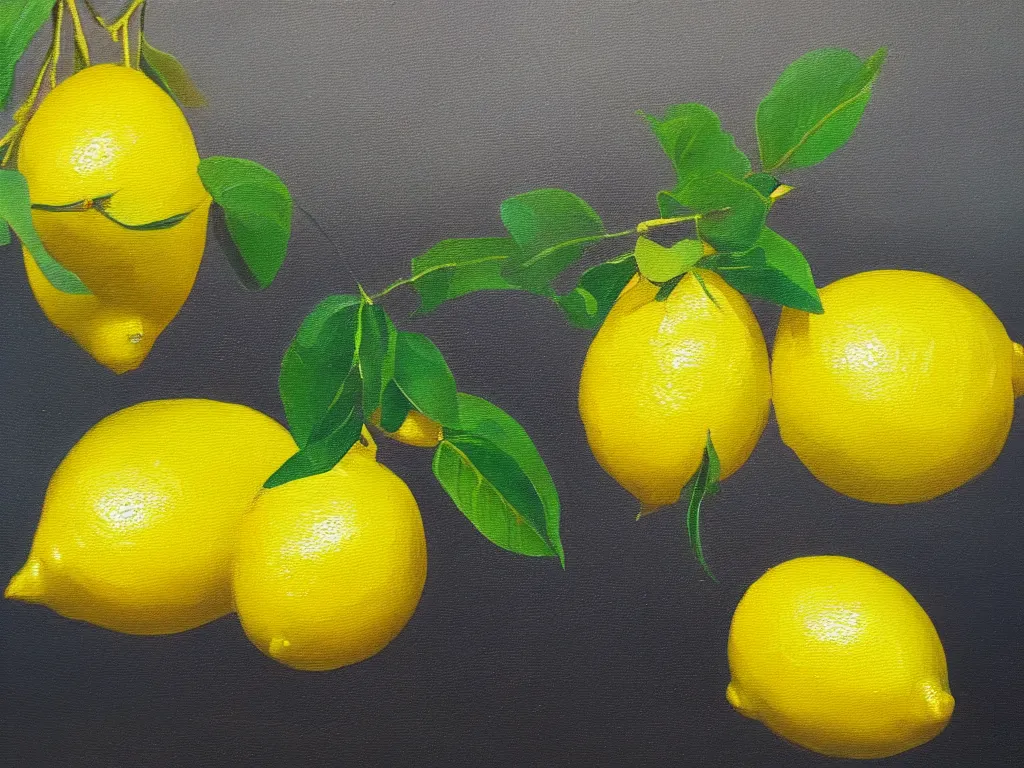 Prompt: oil on canvas painting of a lemon