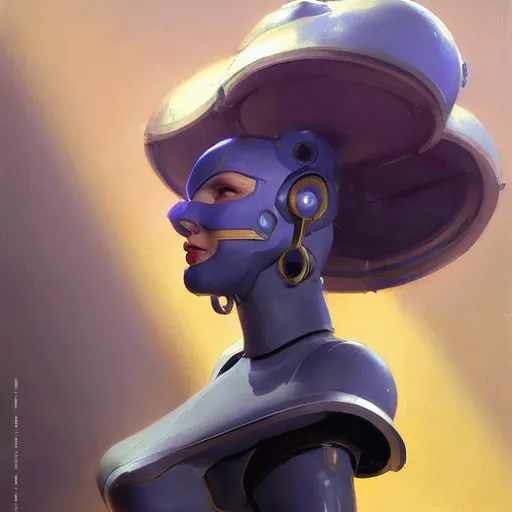 Image similar to greg manchess portrait painting of robotic violet evergarden as overwatch character, medium shot, asymmetrical, profile picture, organic painting, sunny day, matte painting, bold shapes, hard edges, street art, trending on artstation, by huang guangjian, gil elvgren, ruan jia, greg rutkowski, gaston bussiere