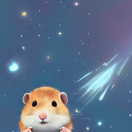 Image similar to a detailed illustration of a hamster astronaut. artstation style painting