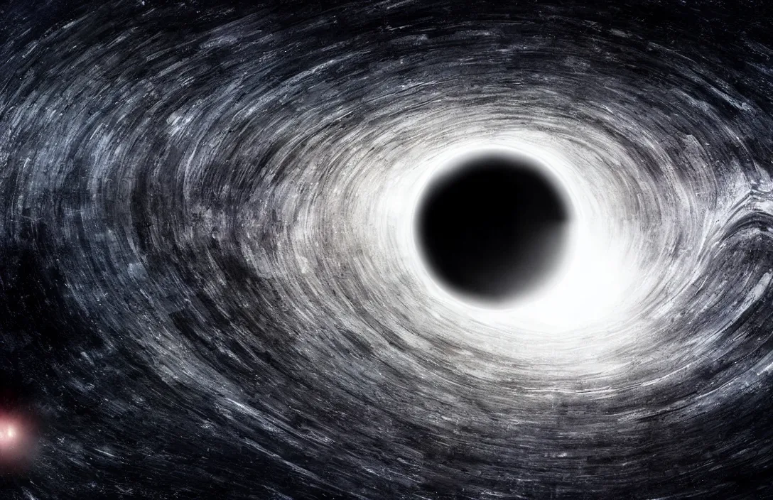 Image similar to black hole collapses into stability ; halls of space by ben wanat ; interstellar black hole ; surrealism ; digital art ; final cinema cut ; 8 k render ; 1 2 k 8 k ; ultra rich detail 1 0 0 0 hour render