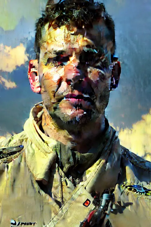 Image similar to hyperrealist portrait of a airplane pilot by jeremy mann and alphonse mucha, fantasy art, photo realistic, dynamic lighting, artstation, poster, volumetric lighting, very detailed faces, 4 k, award winning