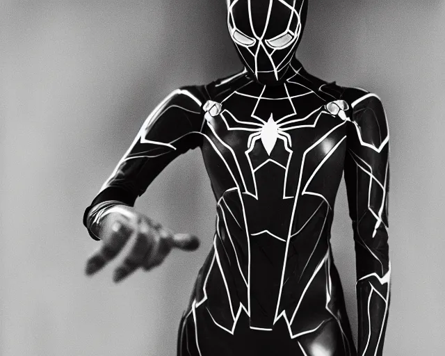 Image similar to iron spider suit, lomography lady grey