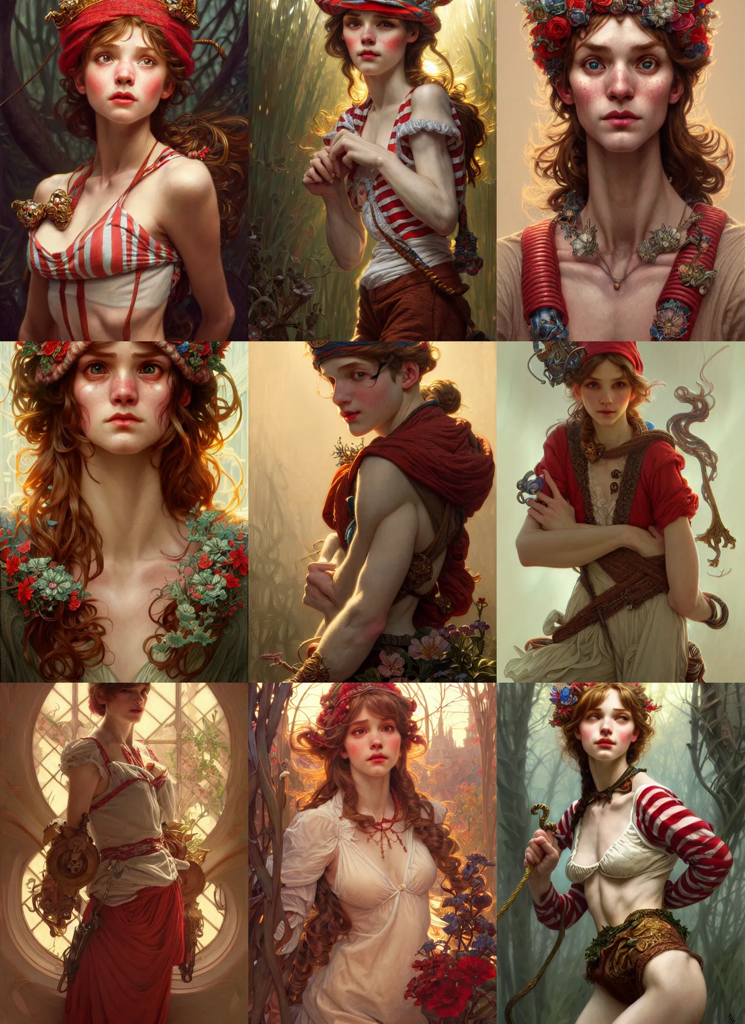 Prompt: waldo from where's waldo, diffuse lighting, fantasy, intricate, elegant, highly detailed, lifelike, photorealistic, digital painting, artstation, illustration, concept art, smooth, sharp focus, art by john collier and albert aublet and krenz cushart and artem demura and alphonse mucha