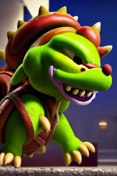 Prompt: very very intricate photorealistic photo of a realistic version of bowser jr in an episode of game of thrones, photo is in focus with detailed atmospheric lighting, award - winning details