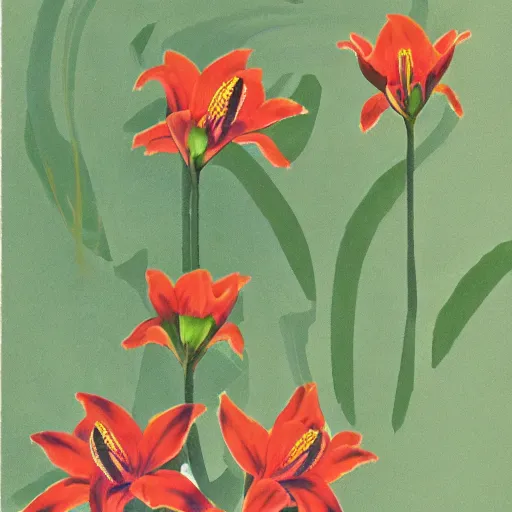 Image similar to Rubrum Lillies, Midcentury Modern, Illustration