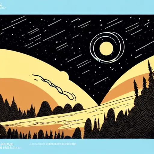 Image similar to ilya kuvshinov, mcbess, rutkowski, illustration of an amazing meteor shower