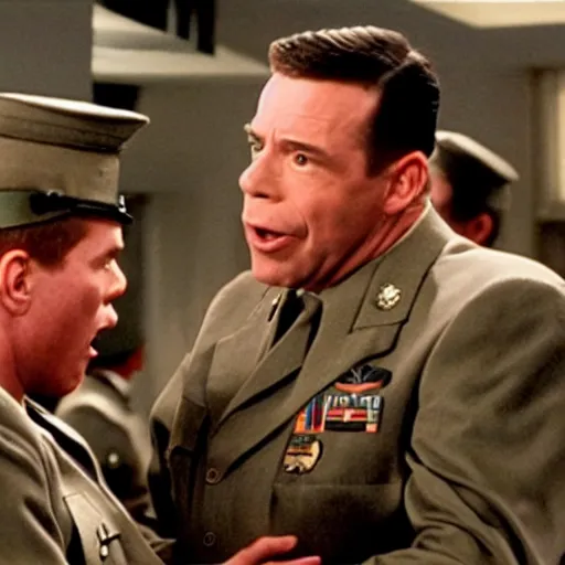 Prompt: still image from the movie a few good men where he yells you can't handle the truth but starring warwick davis