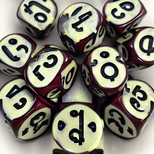 Prompt: triple skulls on blood bowl dice