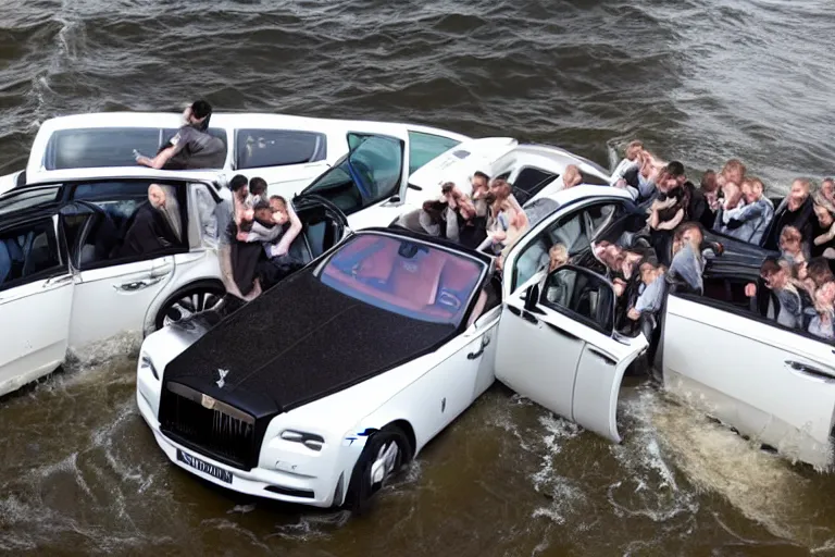 Image similar to stoned teenagers decided to drown Rolls-Royce