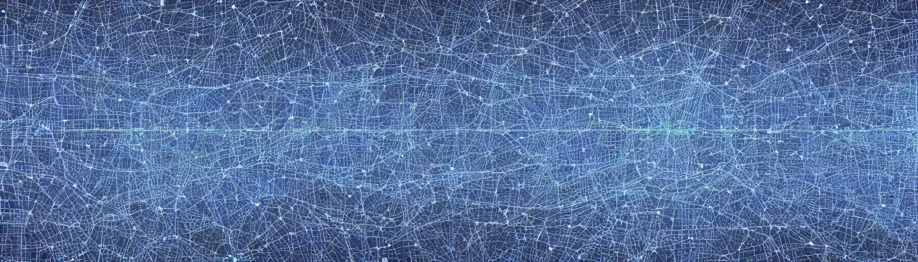 Prompt: a high-resolution data visualization in the shape of a city skyline, clusters and constellations of fragmented connections in the pattern of an audio waveform