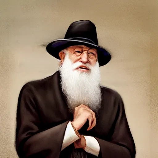 Prompt: joe!!!!!! biden!!!!!! as the lubavicher rebbe with sidelocks and shtreimel, jewish devotional art by greg rutkowski