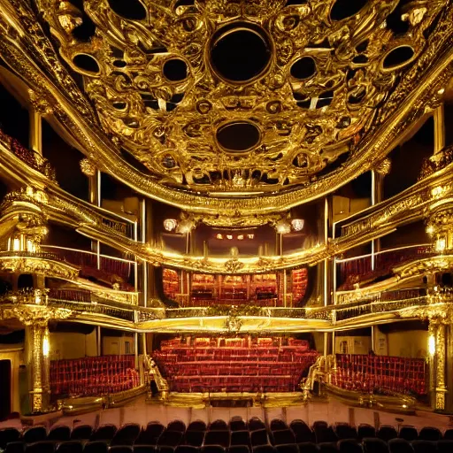 Prompt: high quality, high detail, vienna operahouse interior, burning jungle set design, photorealistic lighting