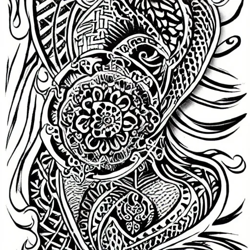 Image similar to tattoo black and white artistic henna pattern organic art nouveau highly detailed 4 k asymmetrical — ar 1 0 2 4 : 3 0