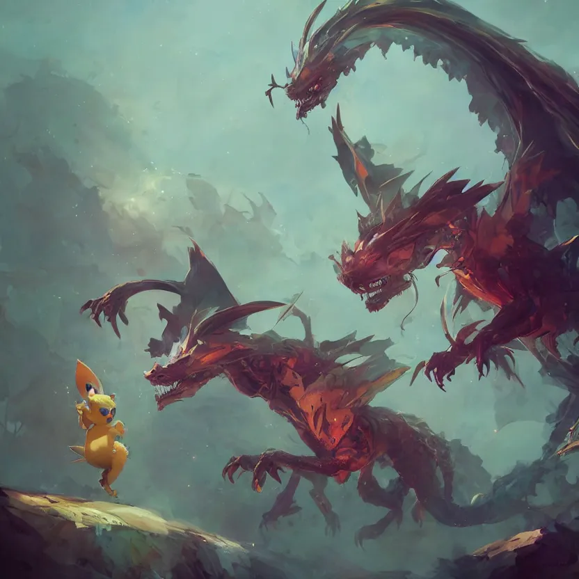 Prompt: a beautiful painting of a pokemon dragon. character design by cory loftis, fenghua zhong, ryohei hase, ismail inceoglu and ruan jia. artstation, volumetric light, detailed, photorealistic, fantasy, rendered in octane