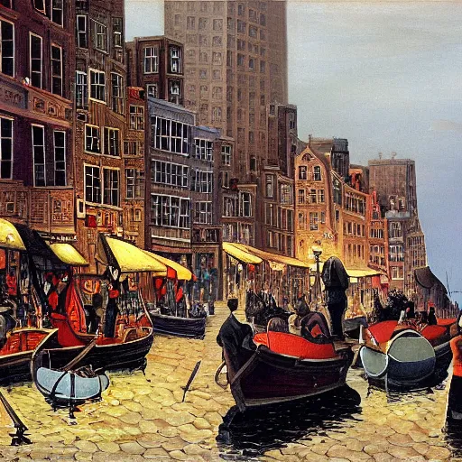 Image similar to painting of boston by michel delacroix, very detailed, high quality