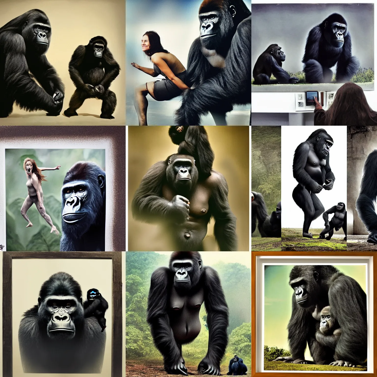 Prompt: Picture of a woman and a gorilla by Annie Leibovitz in the style of King Kong