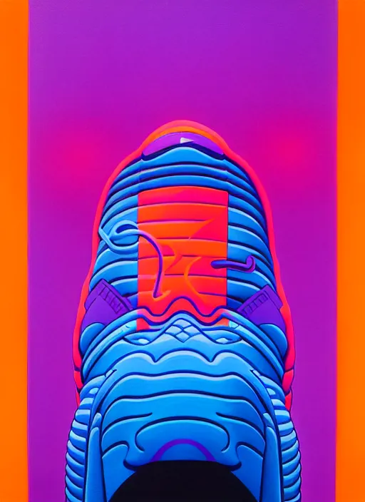 Image similar to nike acg sneaker by shusei nagaoka, kaws, david rudnick, airbrush on canvas, pastell colours, cell shaded, 8 k