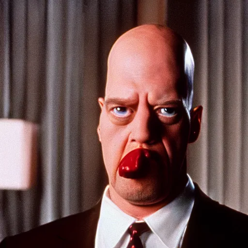 Prompt: still of homer simpson in the movie american psycho